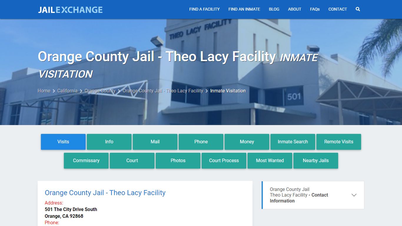 Orange County Jail - Theo Lacy Facility Inmate Visitation
